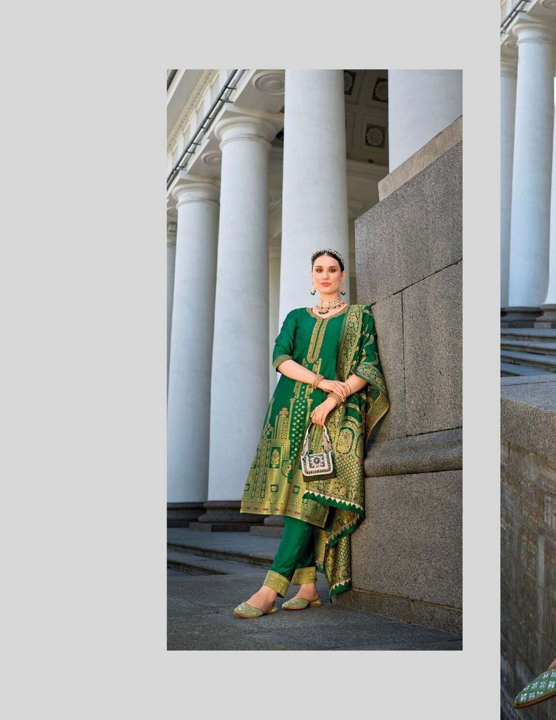 SILKYNESS VOL-2 DESIGN NO-21104 BY LILY& LALI VISCOSE FABRIC WITH JACQUARD LACE & POCKET KURTI PANT WITH DUPATTA 