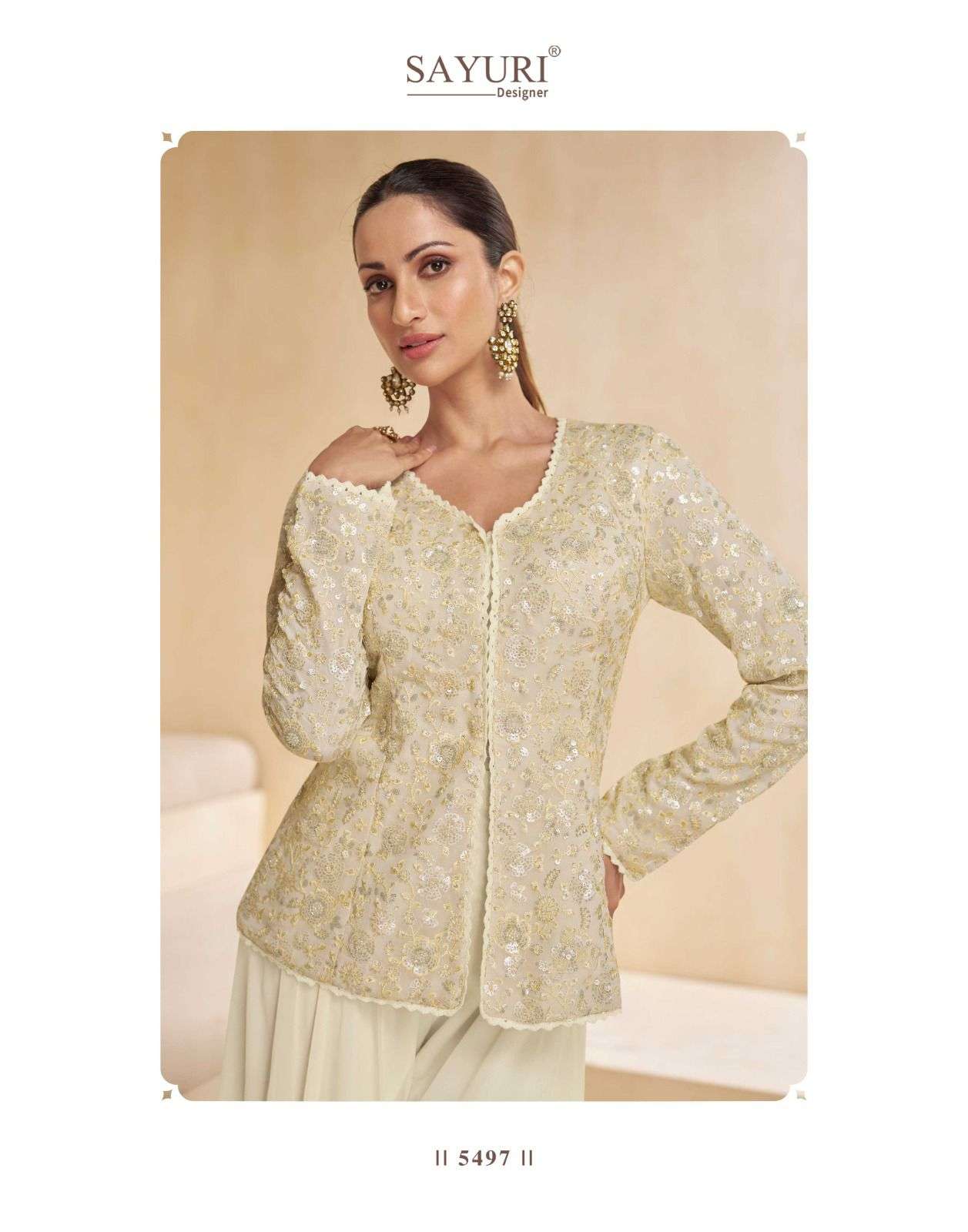 SITARA BY SAYURI DESIGNER REAL GEORGETTE WEDDING WEAR EMBROIDERY KURTI PLAZO WITH DUPATTA 