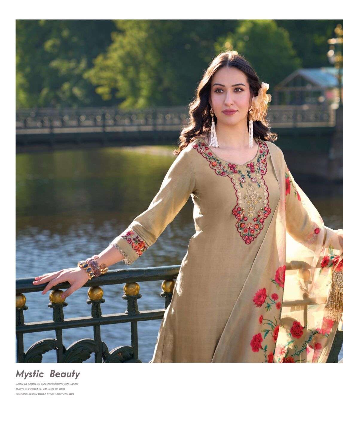 SRIVAALI DESIGN NO- 20905 BY LILY & LALI VISCOSE PANT WITH ORGANZA EMBROIDERY LACE KURTI PANT WITH DUPATTA  