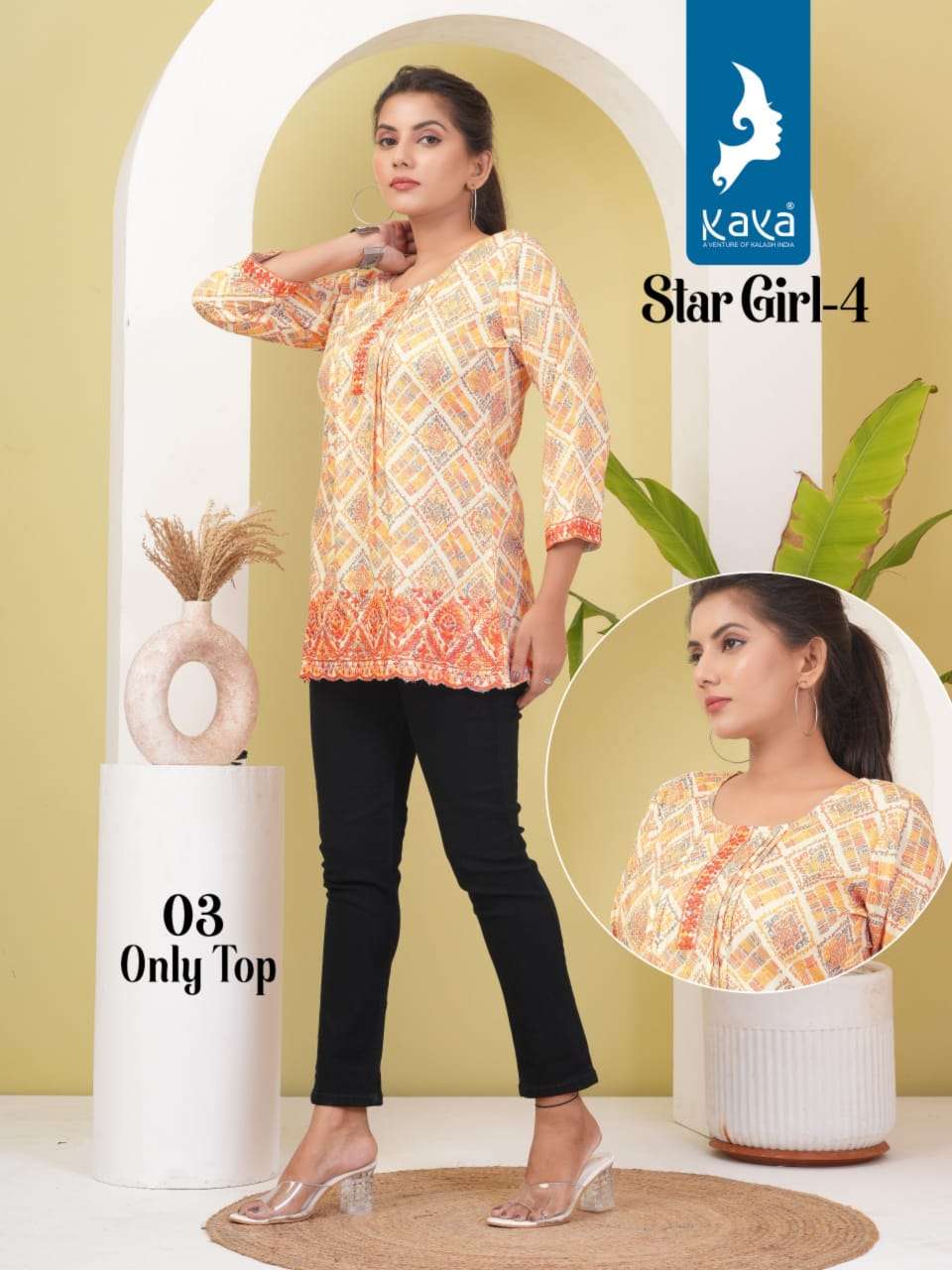 STAR GIRL VOL-4 BY KAYA KURTI CAPSULE PRINT SHORT CASUAL WEAR TUNICS 