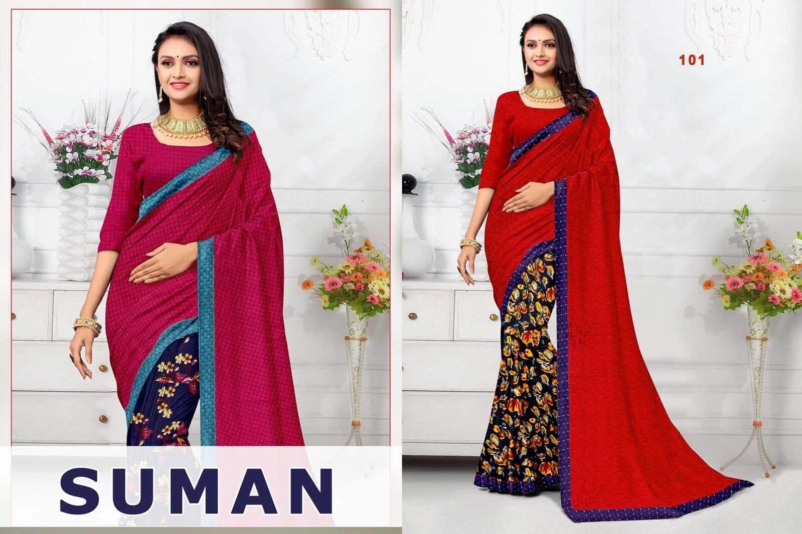 SUMAN BY TEXOFAB RANIAL FABRIC ETHNIC WEAR PRINTED SAREES