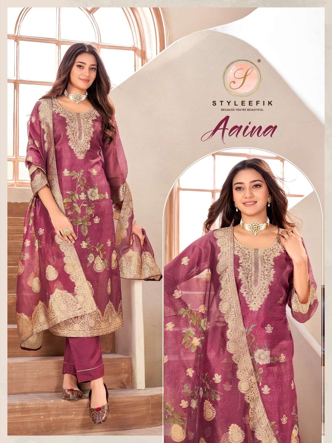 SWARA BY STYLEFIK ORGANZA DIGITAL PRINT WITH PURE COTTON LINING KURTI PANT WITH DUPATTA 