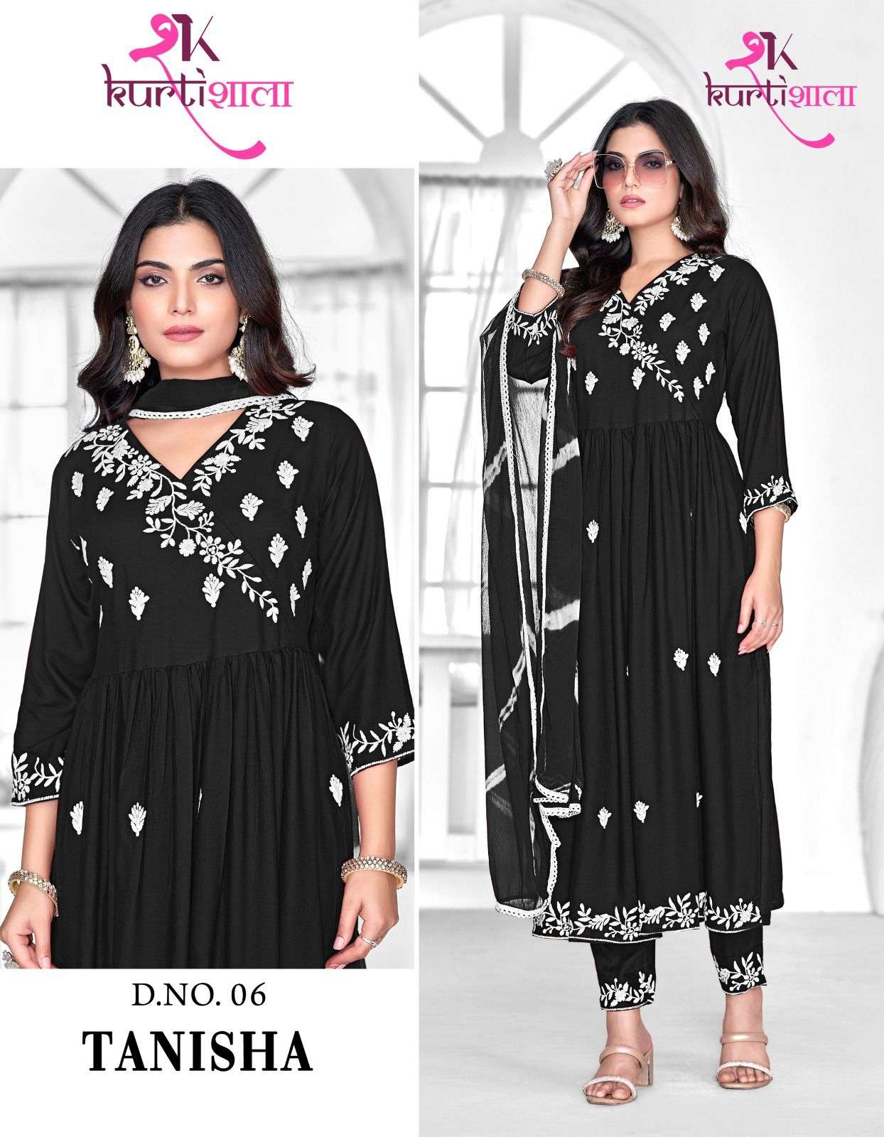 TANISHA BY KURTI SHAALA PURE HEAVY RAYON LUCKNOWI WORK KURTI PANT WITH DUPATTA 