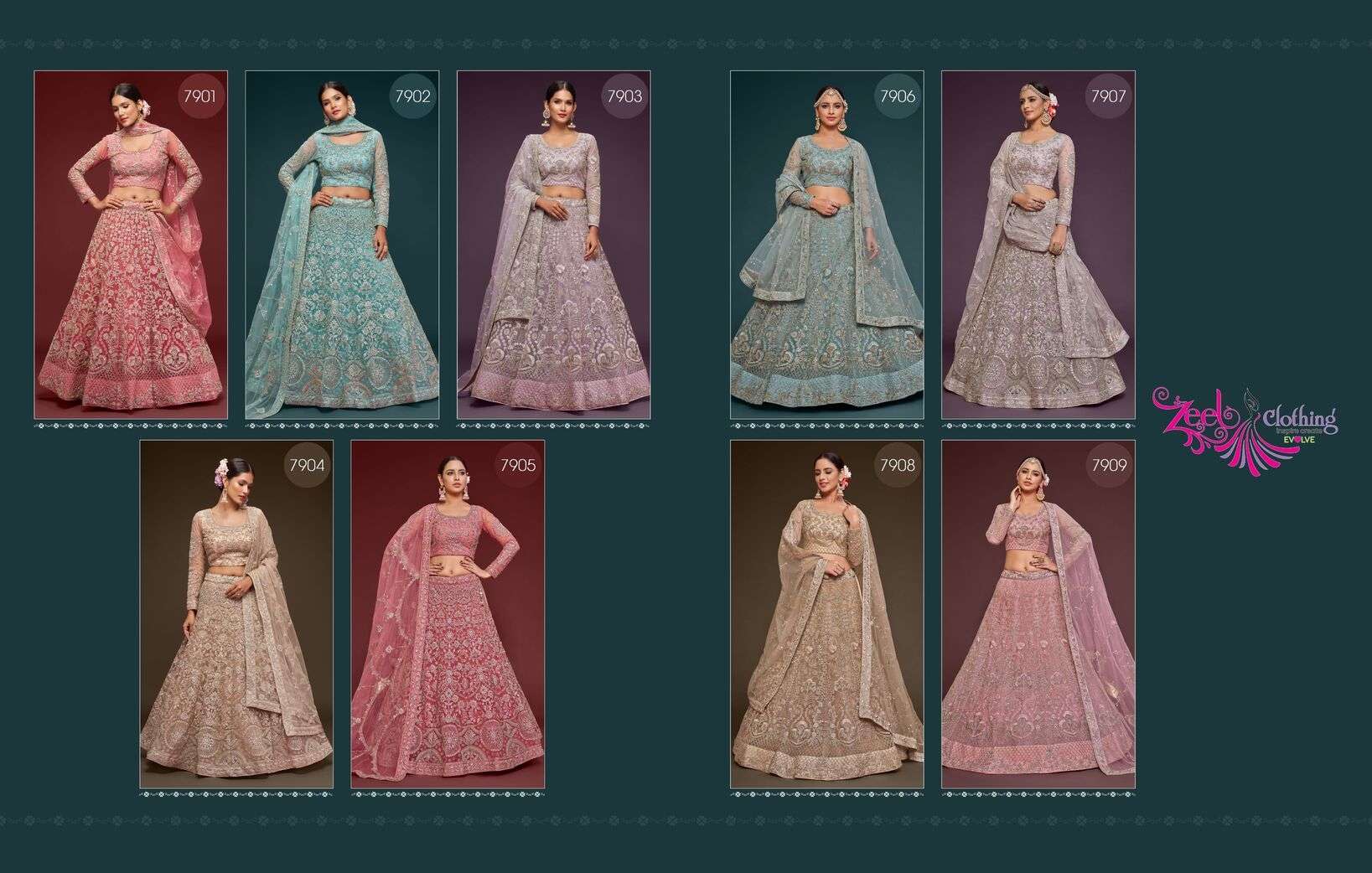 THE SHIMMERS VOL-1 BY ZEEL CLOTHING HEAVY EMBROIDERY WEDDING WEAR LEHENGA 