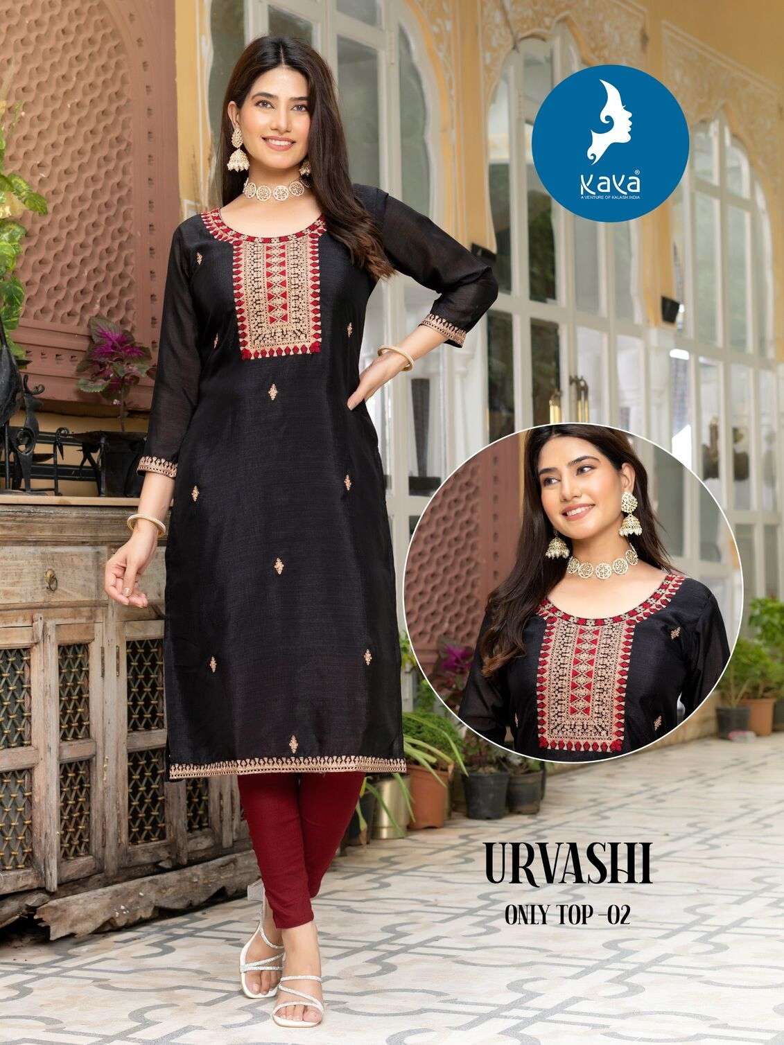 URVASHI BY KAYA KURTIS VICHITRA SILK THREAD WORK WITH INNER STYLISH KURTI PANT 