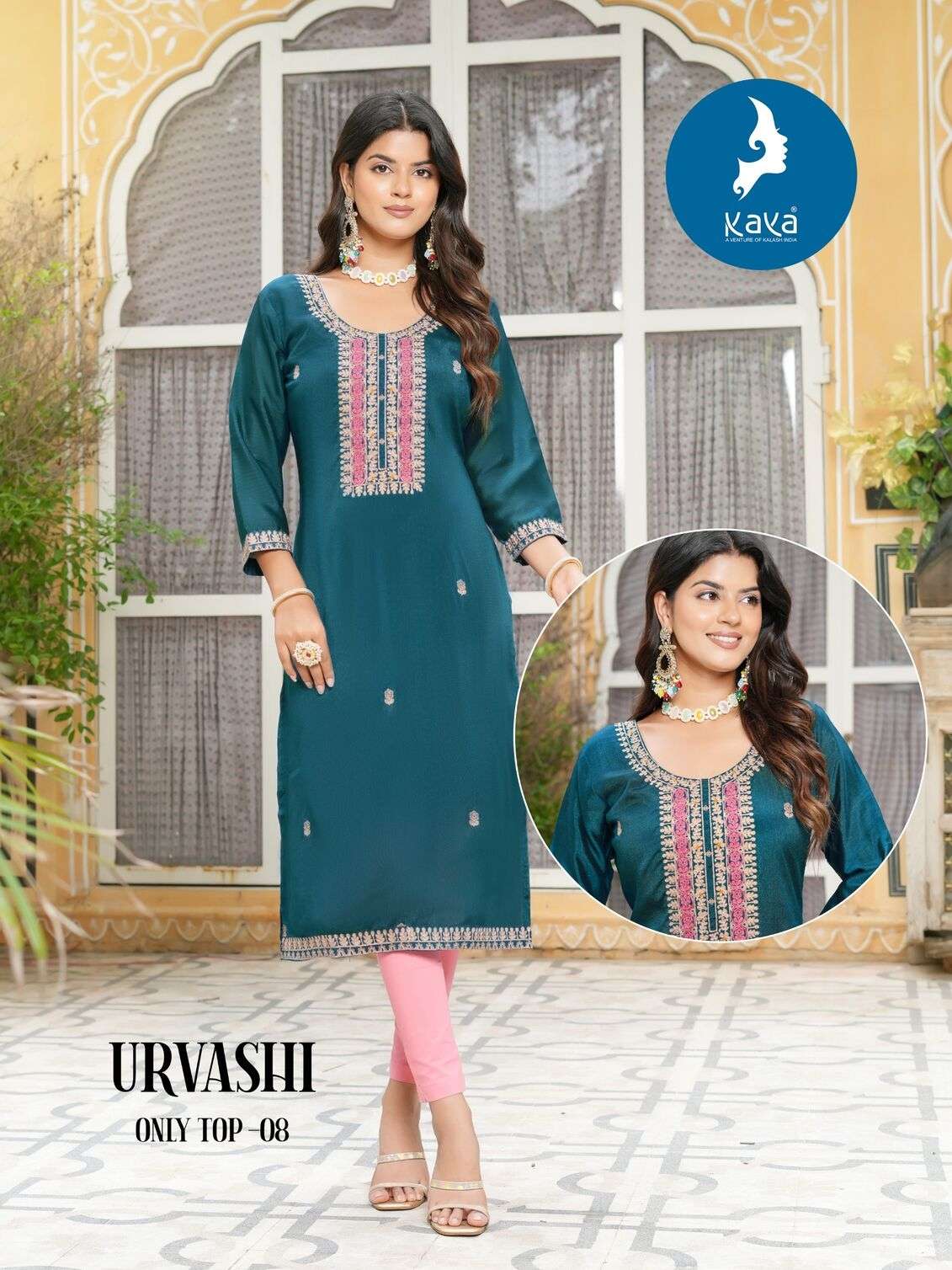 URVASHI BY KAYA KURTIS VICHITRA SILK THREAD WORK WITH INNER STYLISH KURTI PANT 