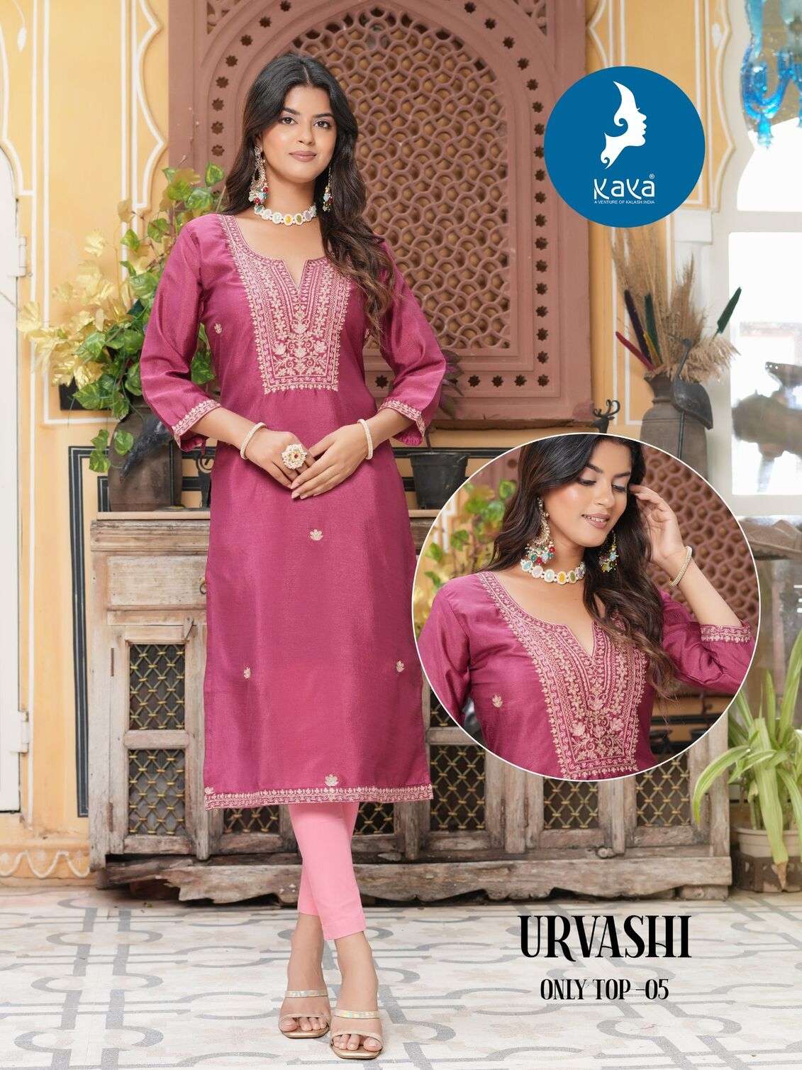 URVASHI BY KAYA KURTIS VICHITRA SILK THREAD WORK WITH INNER STYLISH KURTI PANT 