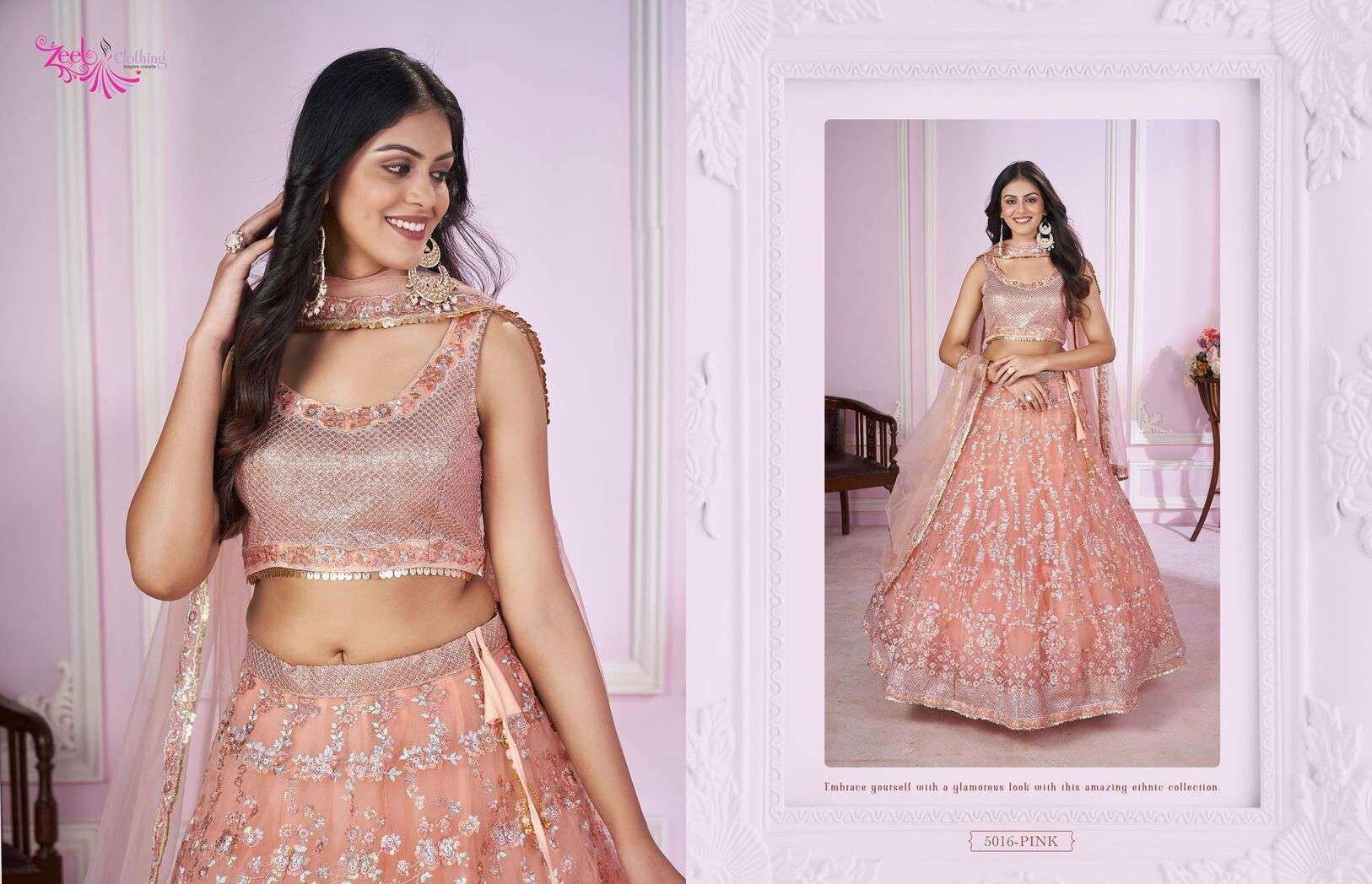 VAMIKA BY ZEEL CLOTHING WEDDING WEAR EMBROIDERY WORK STYLISH DESIGN LEHENGA 