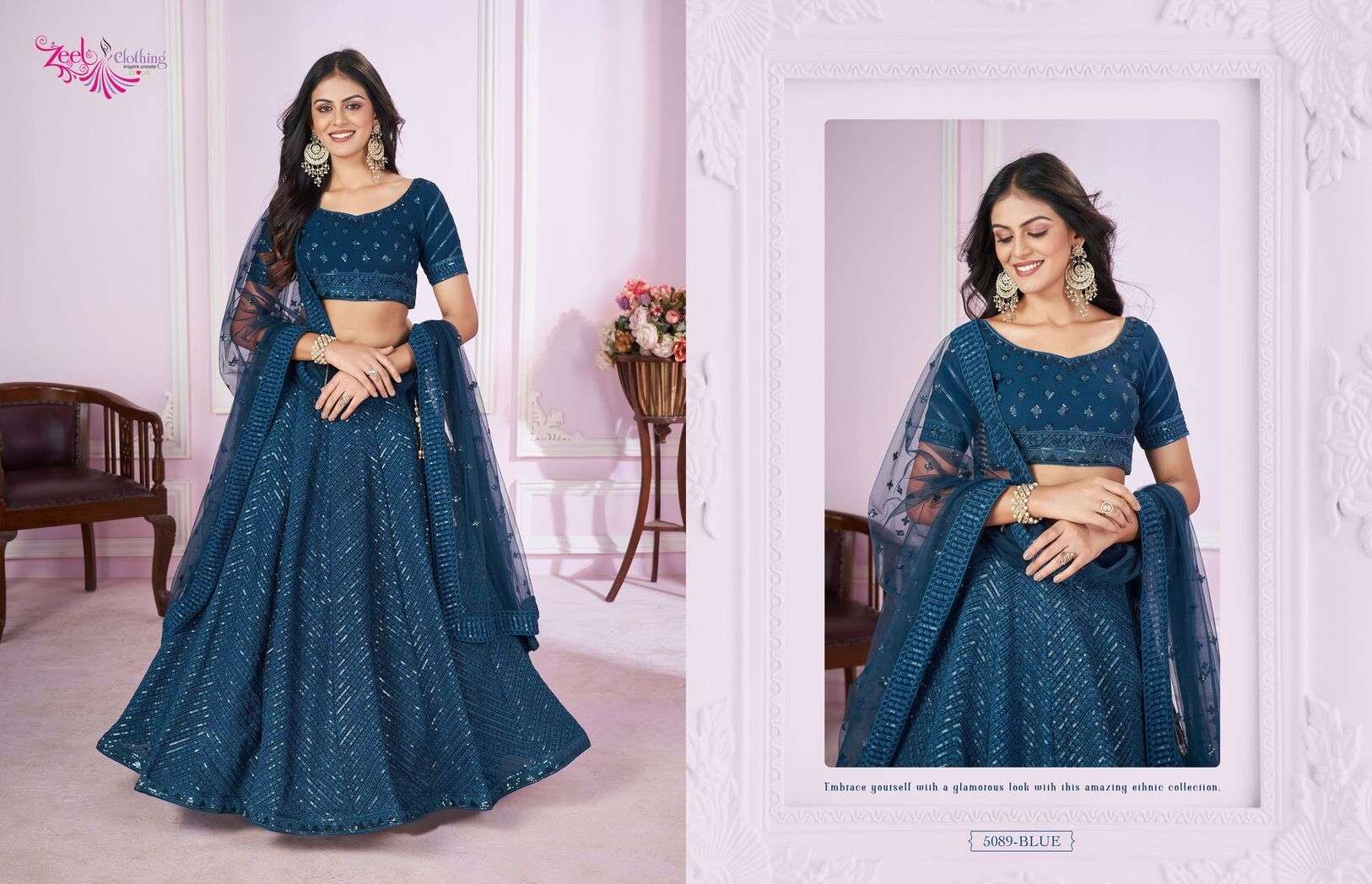 VAMIKA BY ZEEL CLOTHING WEDDING WEAR EMBROIDERY WORK STYLISH DESIGN LEHENGA 