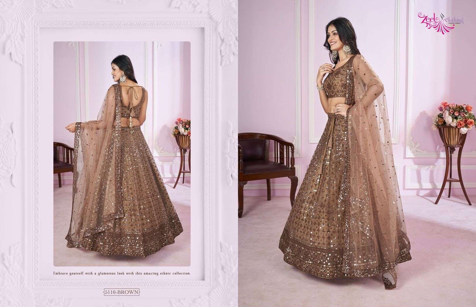 VAMIKA BY ZEEL CLOTHING WEDDING WEAR EMBROIDERY WORK STYLISH DESIGN LEHENGA 