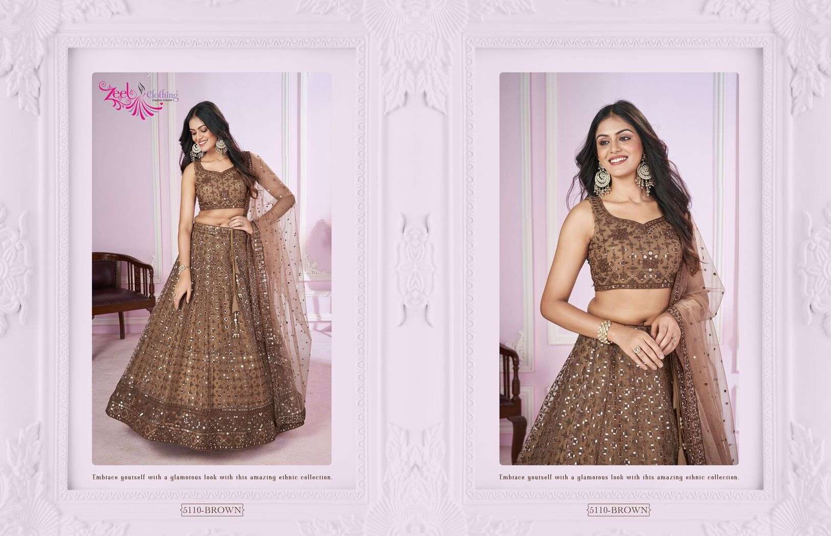 VAMIKA BY ZEEL CLOTHING WEDDING WEAR EMBROIDERY WORK STYLISH DESIGN LEHENGA 