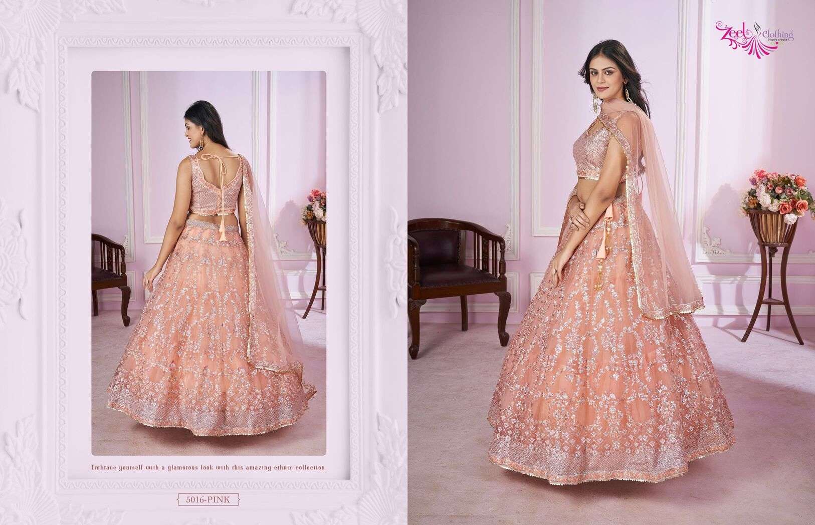 VAMIKA BY ZEEL CLOTHING WEDDING WEAR EMBROIDERY WORK STYLISH DESIGN LEHENGA 