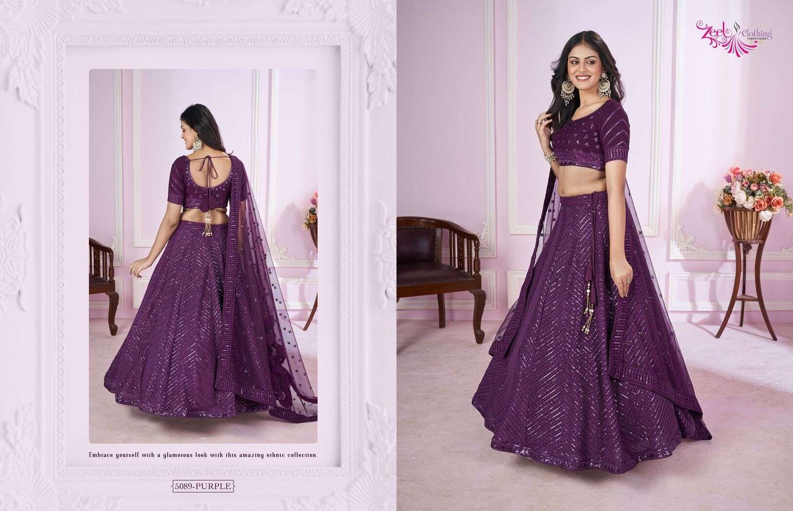 VAMIKA BY ZEEL CLOTHING WEDDING WEAR EMBROIDERY WORK STYLISH DESIGN LEHENGA 