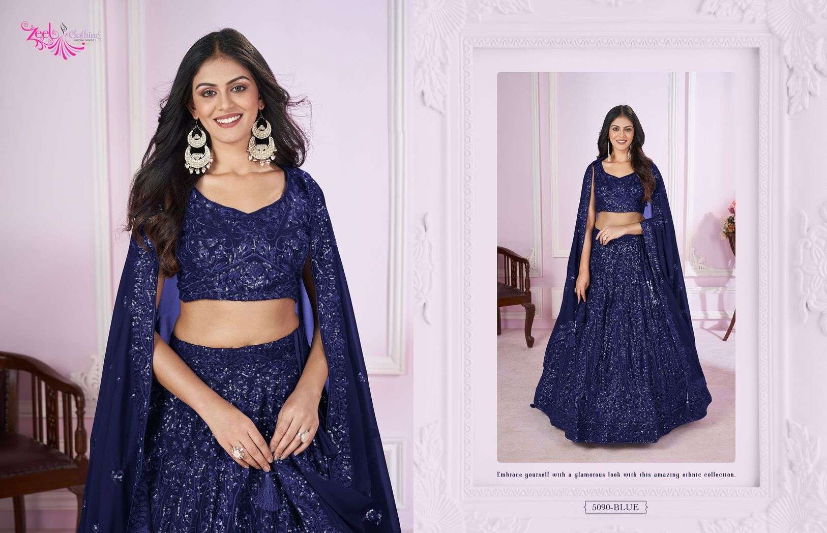 VAMIKA BY ZEEL CLOTHING WEDDING WEAR EMBROIDERY WORK STYLISH DESIGN LEHENGA 