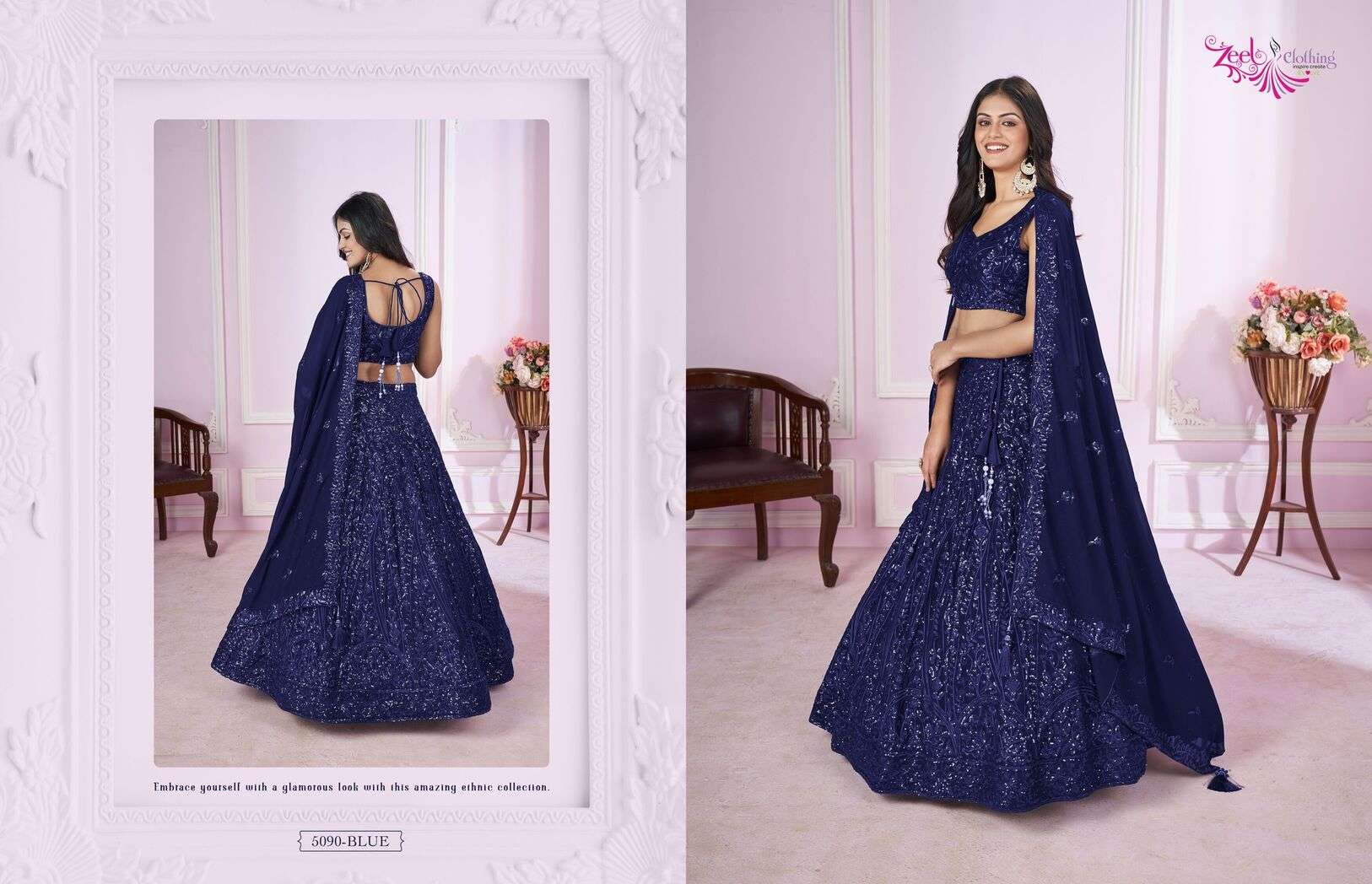 VAMIKA BY ZEEL CLOTHING WEDDING WEAR EMBROIDERY WORK STYLISH DESIGN LEHENGA 