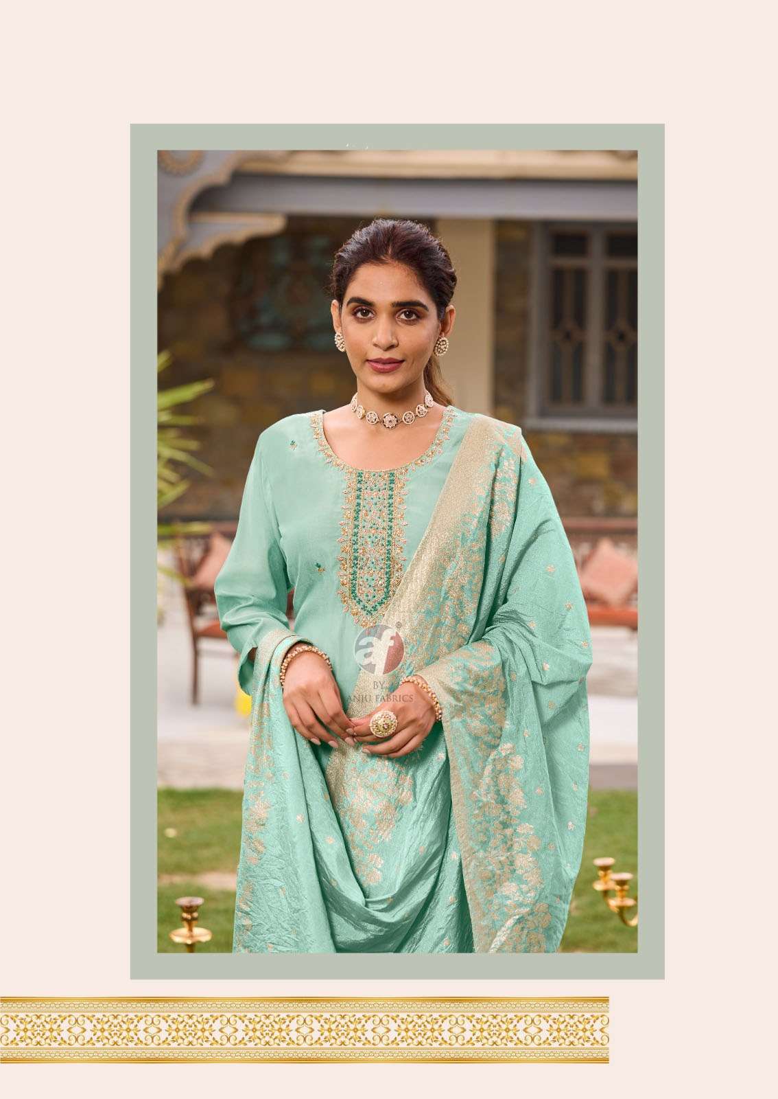 VASTRA VOL-3 DESIGN NO- 3842 BY ANJU FABRICS ROMAN SILK PURE HAND WORK KURTI PANT WIH DUPATTA  