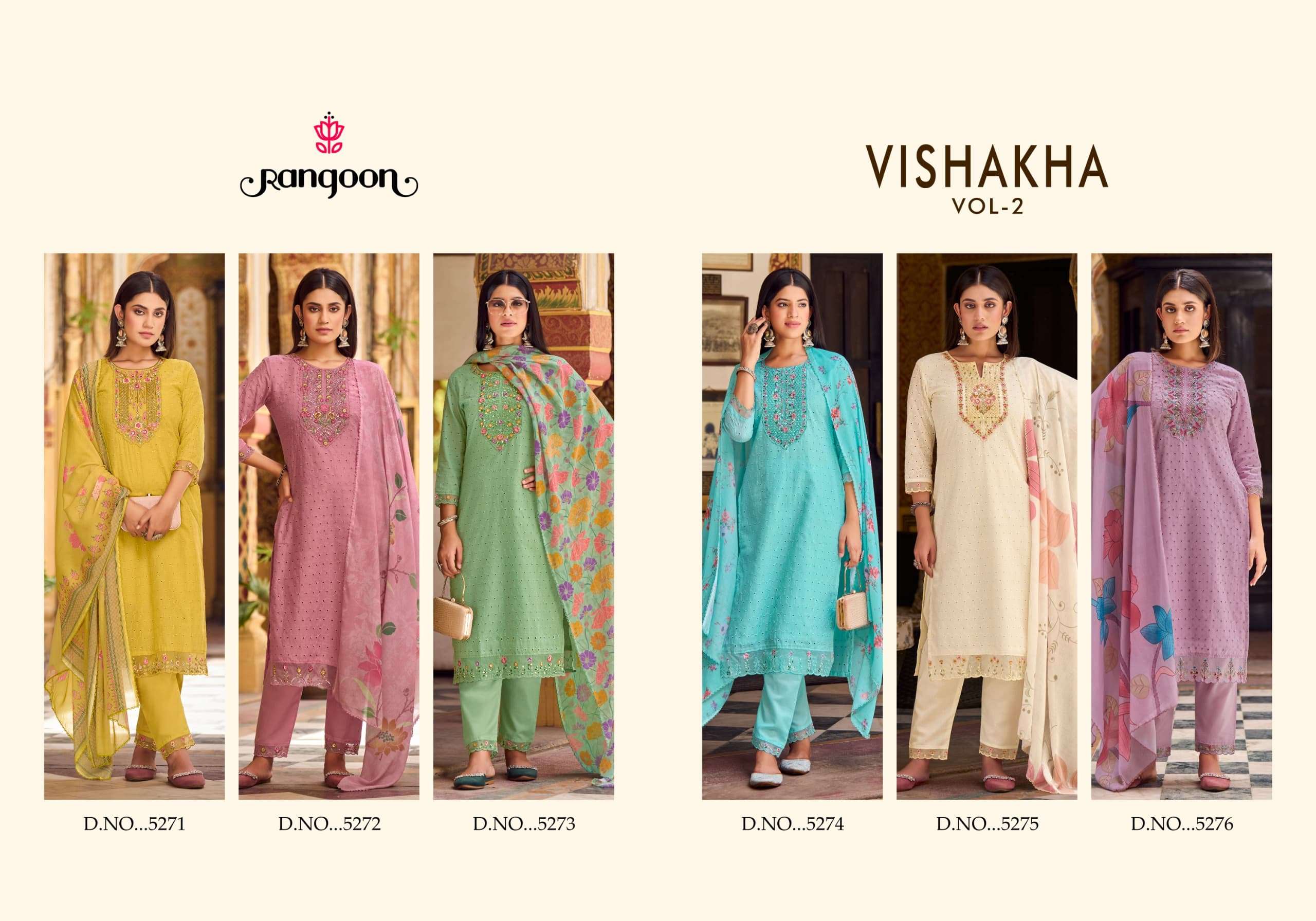 VISHAKHA VOL-2 BY RANGOON PURE COTTON KHATLI MIRROR HANDWORK KURTI PANT WITH DUPATTA 
