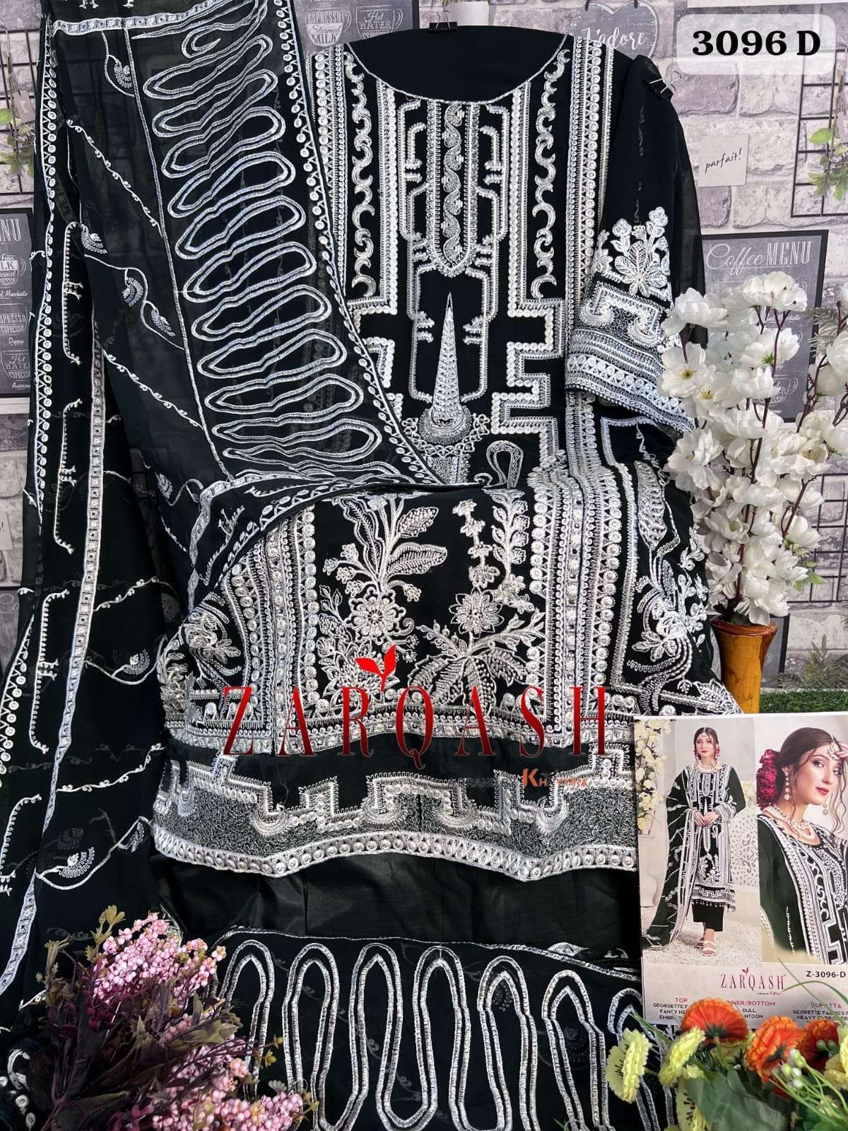 Z-3096 BY ZARQASH HEAVY EMBROIDERY DIAMOND WORK SALWAR SUITS 