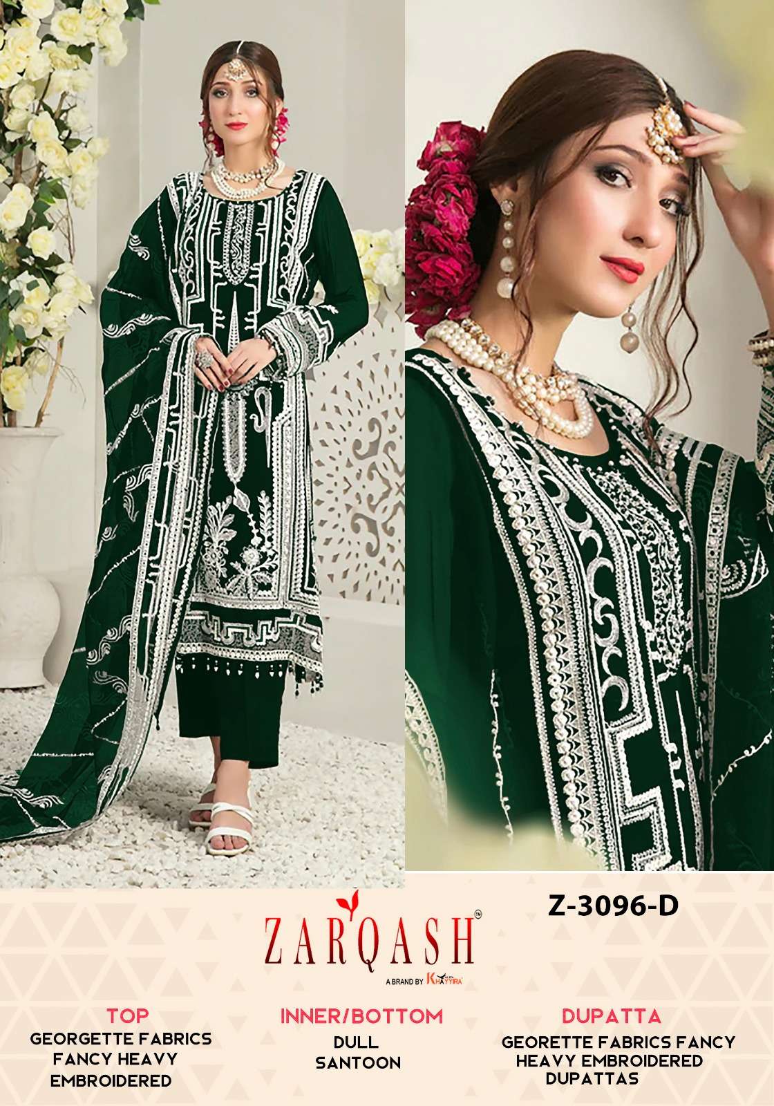 Z-3096 BY ZARQASH HEAVY EMBROIDERY DIAMOND WORK SALWAR SUITS 