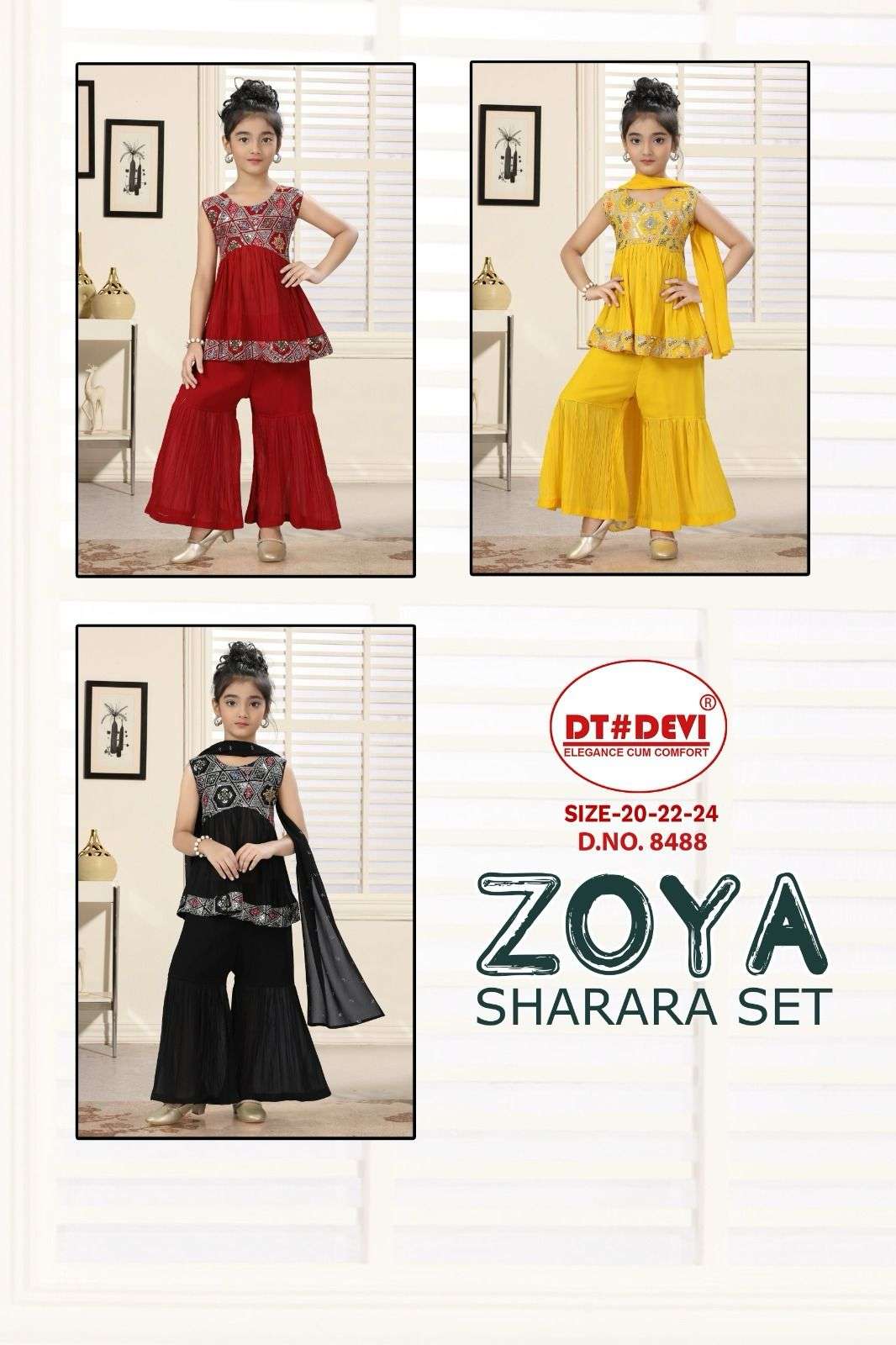 ZOYA STYLISH KIDS WEAR GEORGETTE SHARARA SET WITH DUPATTA BY TEXOFAB 