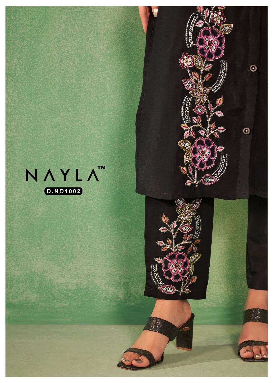 AAISHA BY NAYLA VISCOSE SILK WORK KURTI PANT & PRINT DUPATTA WITH FOURSIDE LACE 