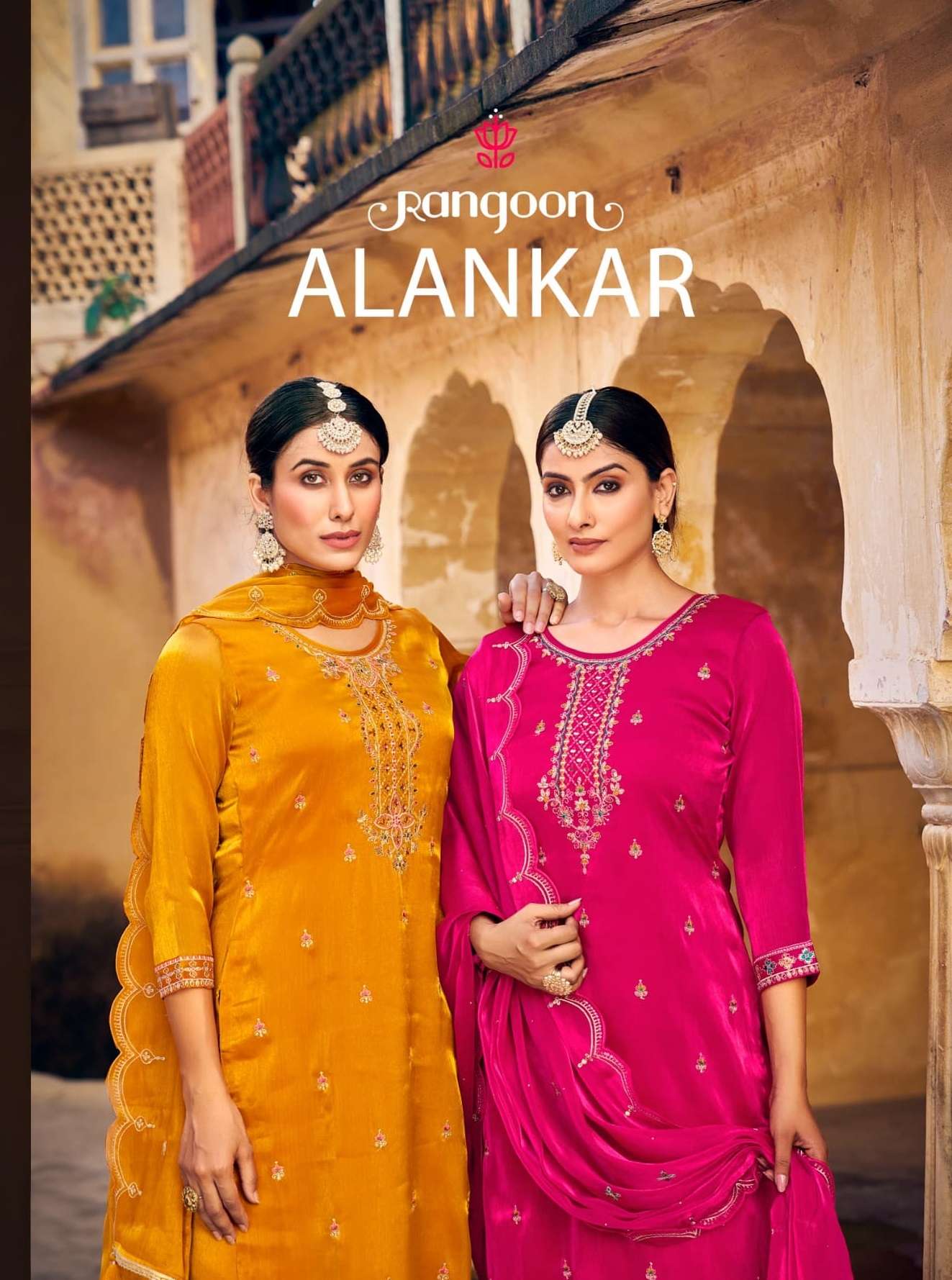 ALANKAR BY RANGOON BURBERRY SILK WITH FANCY MIRROR HAND WORK 3 PCS SET 