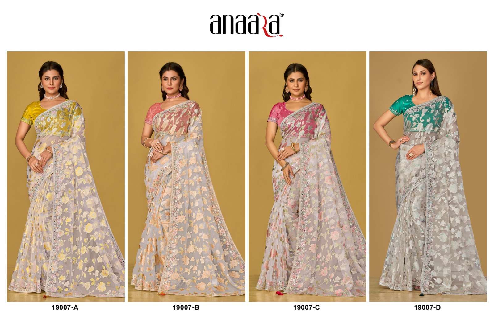 ANAARA (19000 Hit COLOURS) BY TATHASTU ORGANZA BRASSO WITH BEAUTIFUL PRINTED SAREES 