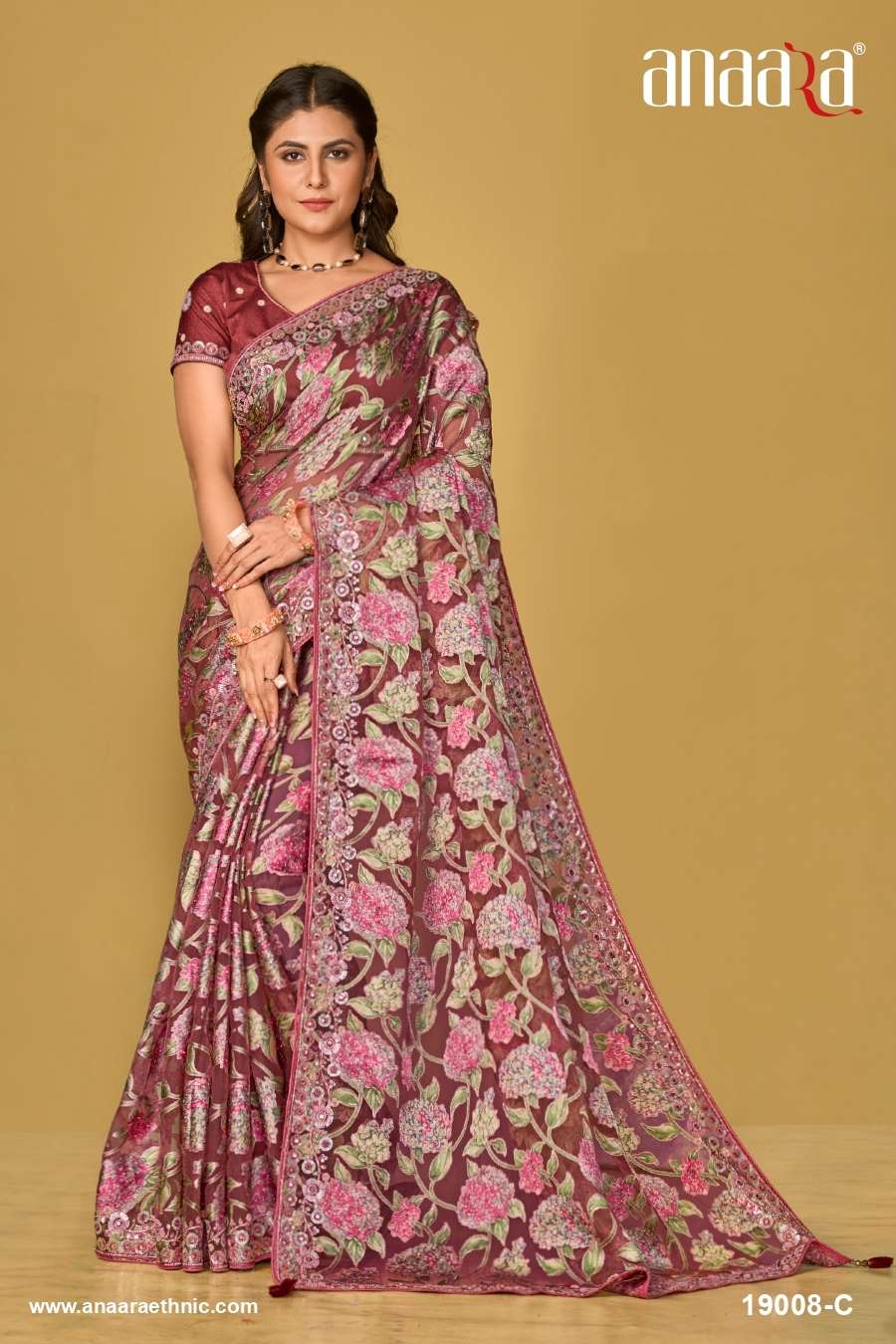 ANAARA (19000 Hit COLOURS) BY TATHASTU ORGANZA BRASSO WITH BEAUTIFUL PRINTED SAREES 