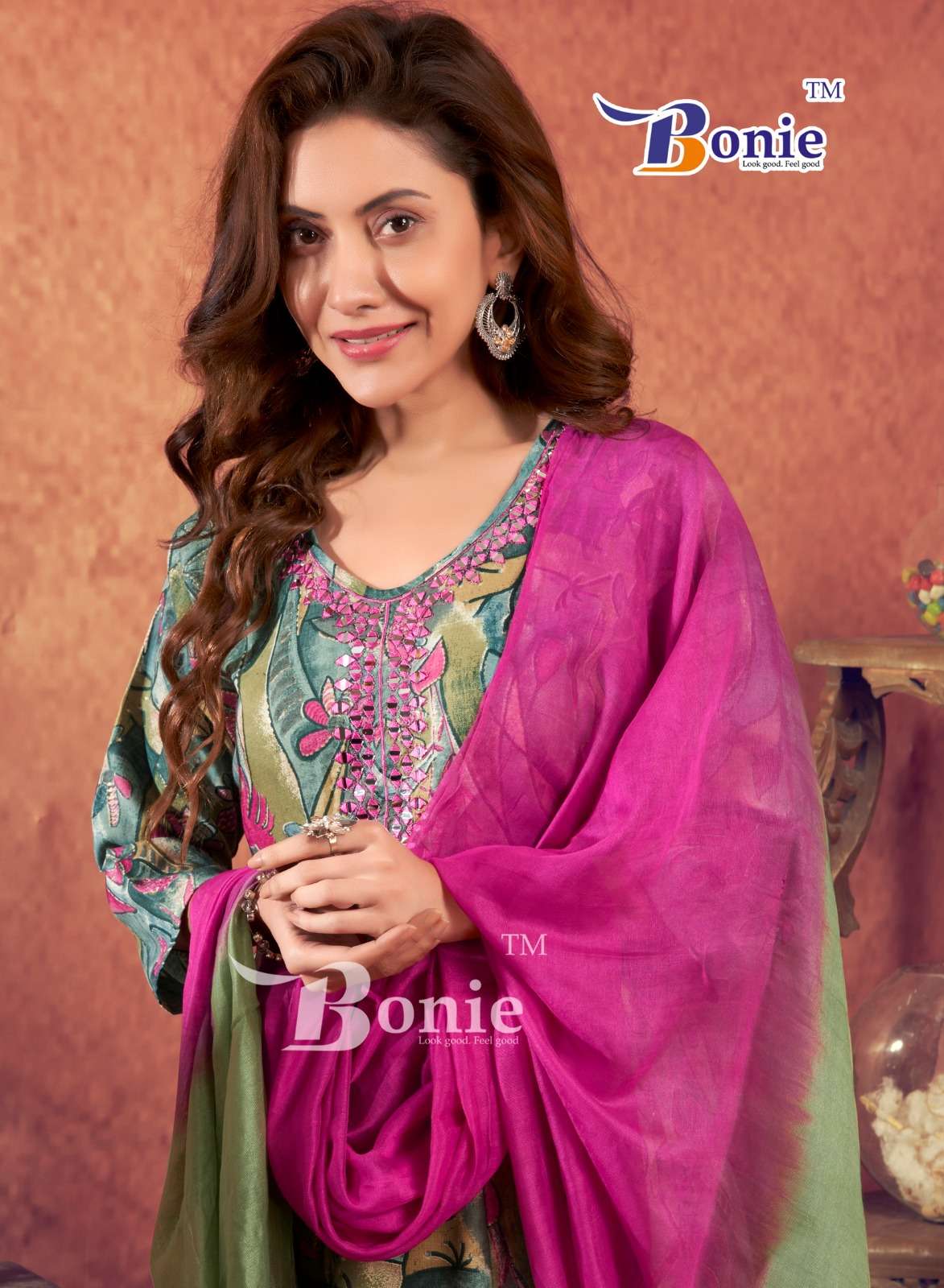 ANERI VOL-3 BY BONIE CAPSULE AMAZING PRINTS ANARKALI KURTI PANT WITH DUPATTA 