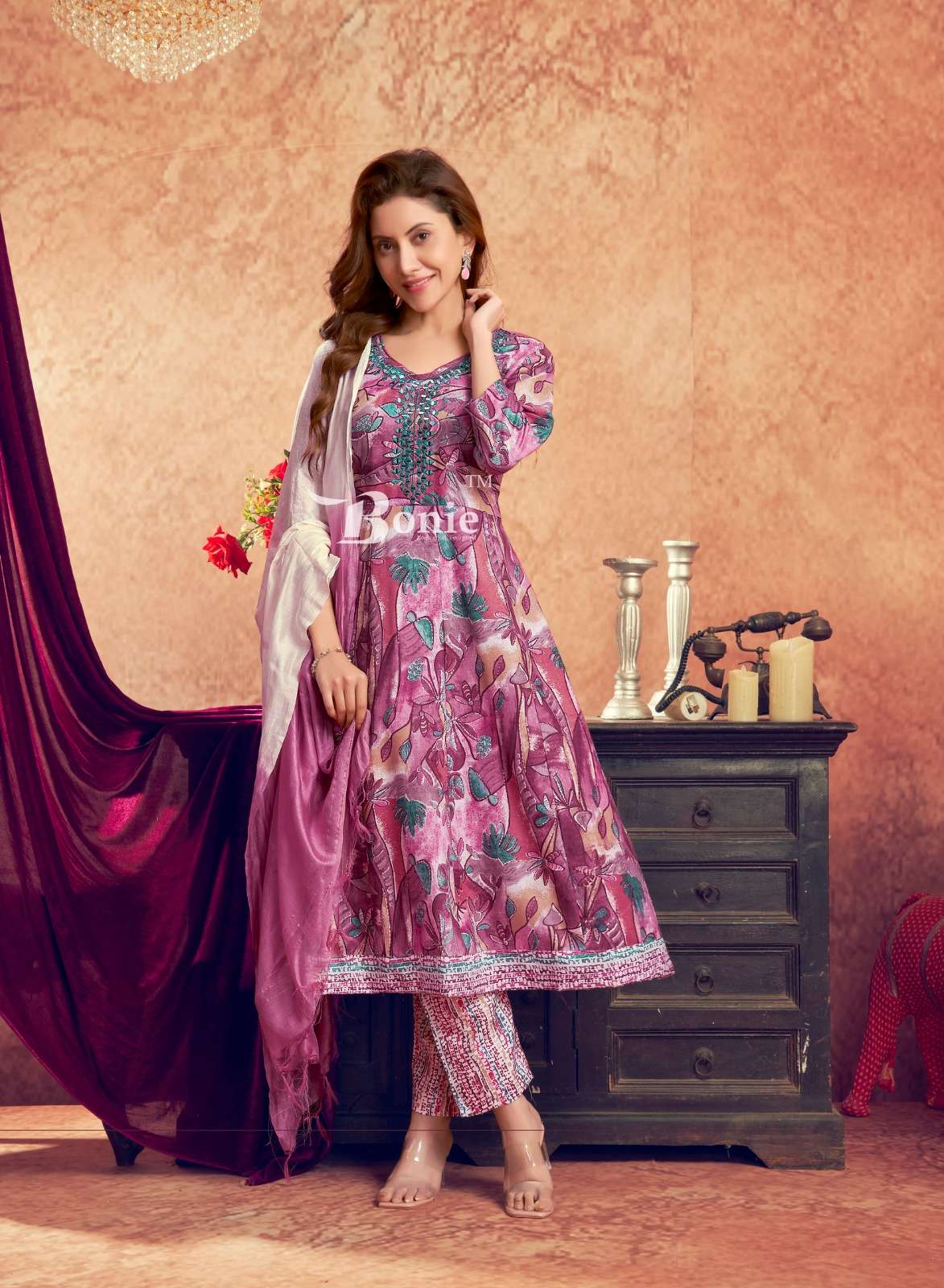 ANERI VOL-3 BY BONIE CAPSULE AMAZING PRINTS ANARKALI KURTI PANT WITH DUPATTA 