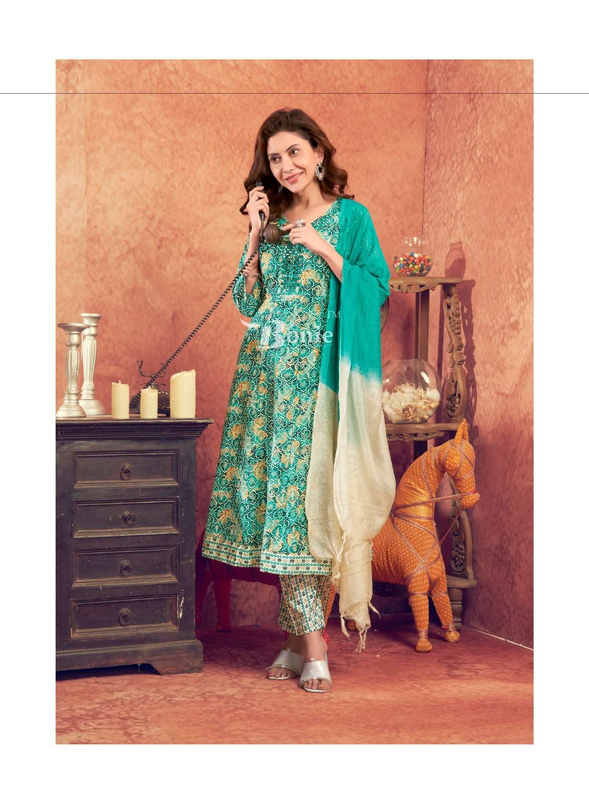 ANERI VOL-3 BY BONIE CAPSULE AMAZING PRINTS ANARKALI KURTI PANT WITH DUPATTA 