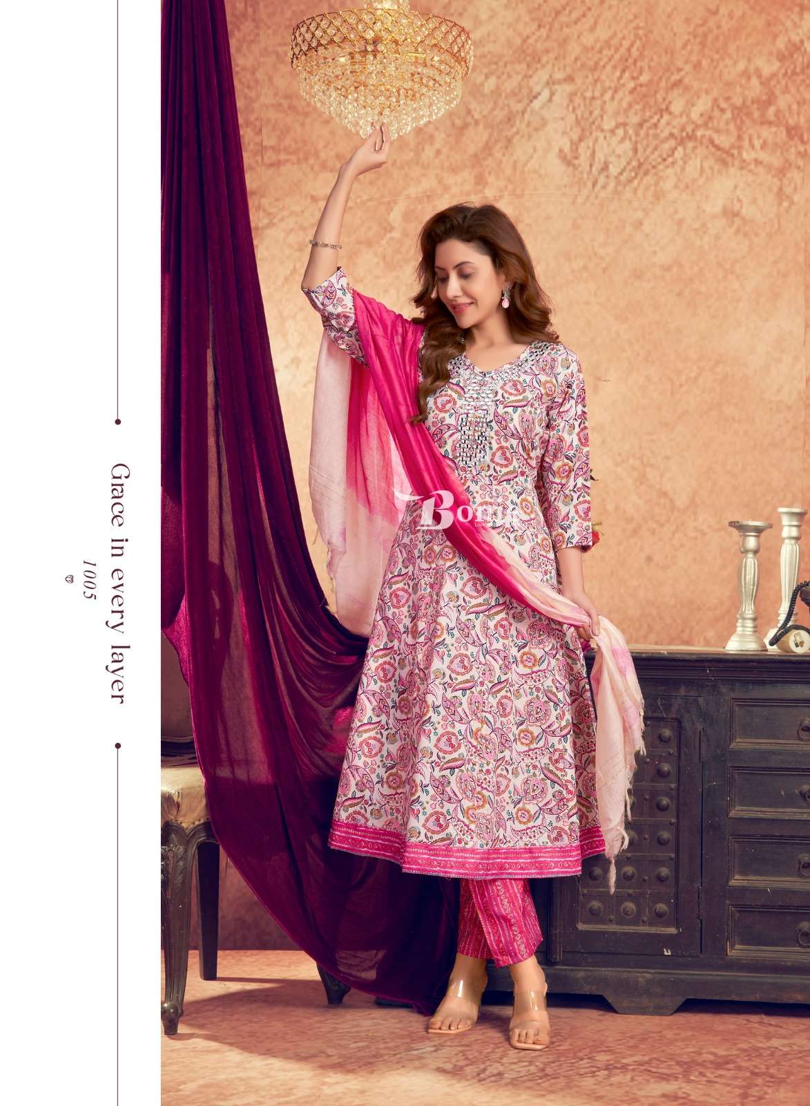 ANERI VOL-3 BY BONIE CAPSULE AMAZING PRINTS ANARKALI KURTI PANT WITH DUPATTA 