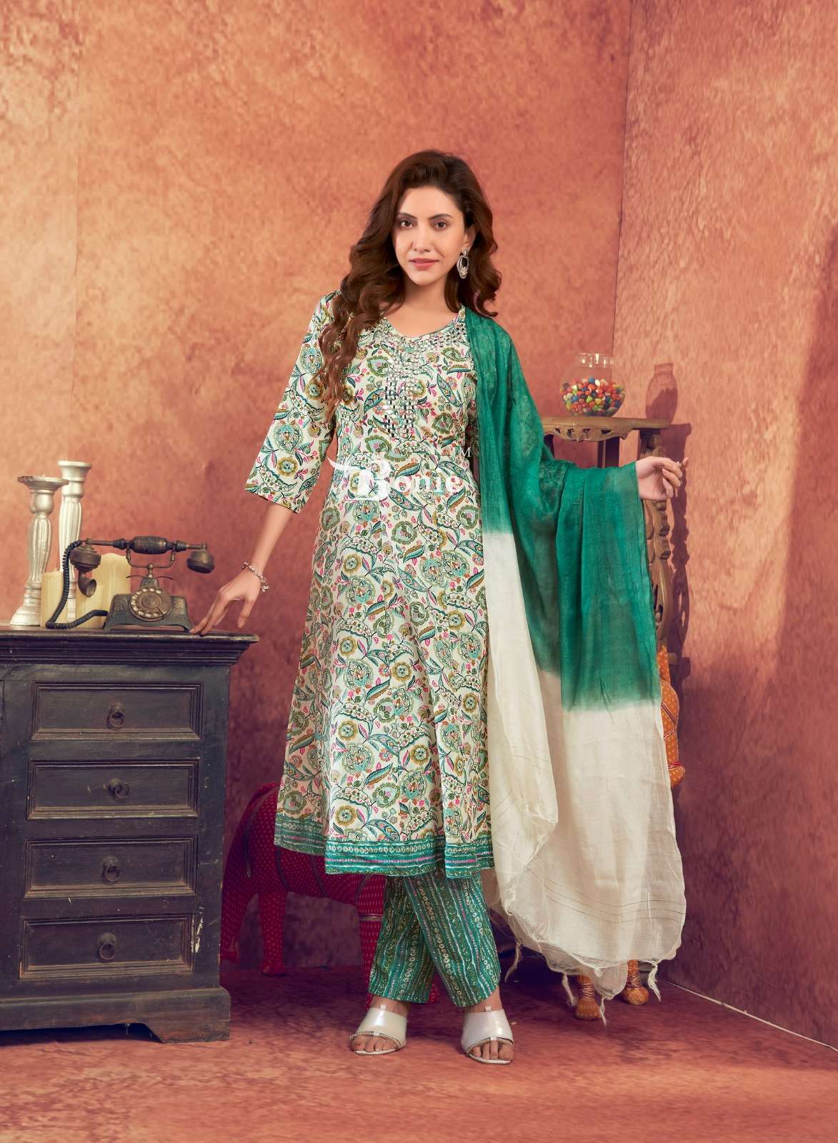 ANERI VOL-3 BY BONIE CAPSULE AMAZING PRINTS ANARKALI KURTI PANT WITH DUPATTA 