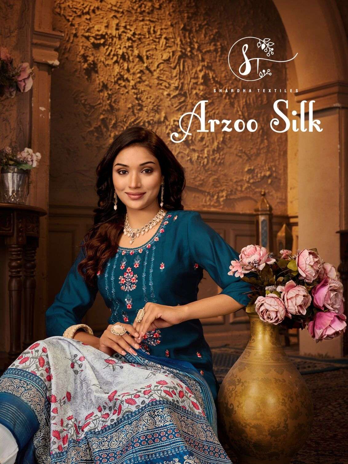 ARZOO SILK BY SHARDA TEXTILES SUPER PREMIUM SILK PANT WITH PAYAL WORK 3 PCS 