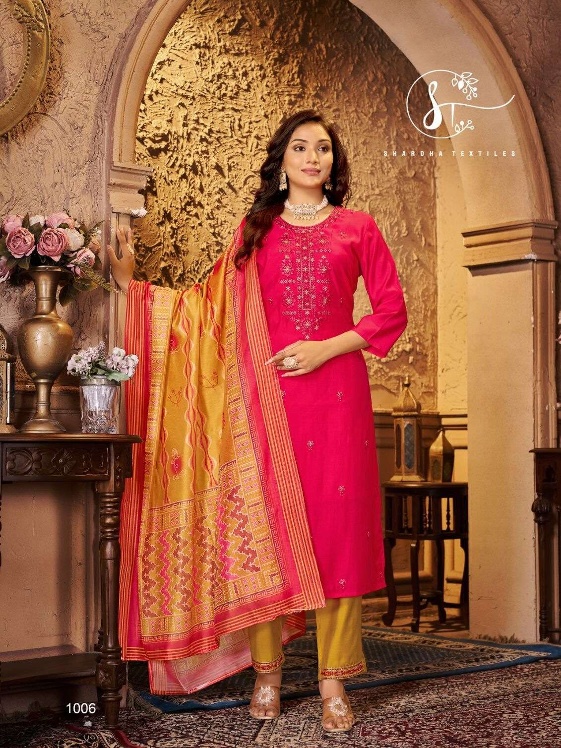 ARZOO SILK BY SHARDA TEXTILES SUPER PREMIUM SILK PANT WITH PAYAL WORK 3 PCS 