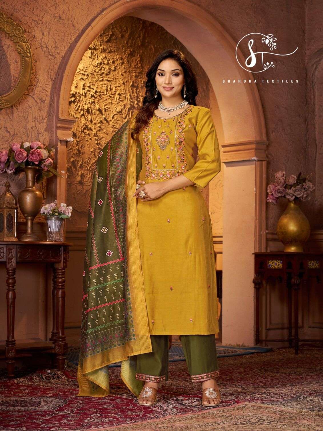 ARZOO SILK BY SHARDA TEXTILES SUPER PREMIUM SILK PANT WITH PAYAL WORK 3 PCS 