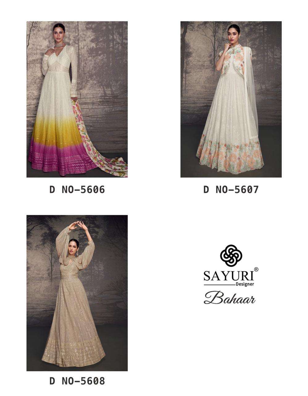 BAHAAR BY SAYURI DESIGNER REAL GEORGETTE HEAVY LOOK STYLISH EMBROIDERY LUCKNOWI 