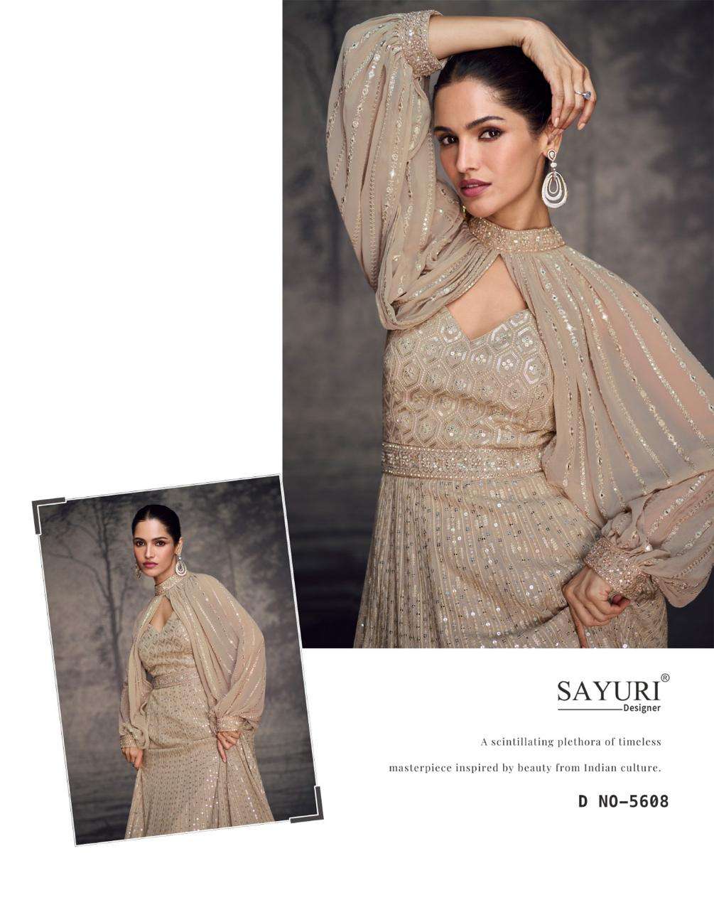 BAHAAR BY SAYURI DESIGNER REAL GEORGETTE HEAVY LOOK STYLISH EMBROIDERY LUCKNOWI 