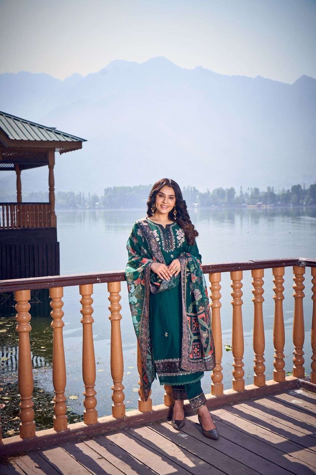 BERLIN SILK EMBROIDERY HANDWORK STRAIGHT KURTI PANT WITH DUPATTA BY TEXOFAB 