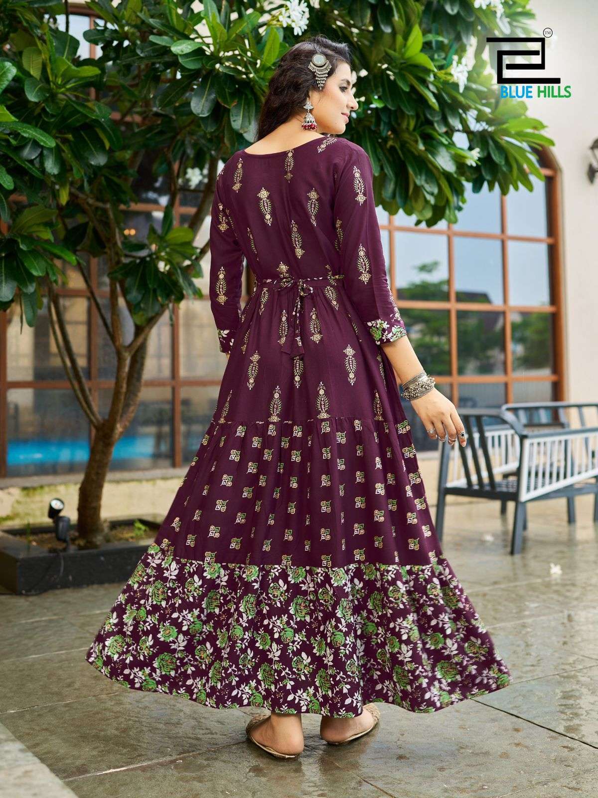 BOURNVILLA VOL-10 BY BLUE HILLS BEAUTIFUL CASUAL WEAR PRINTED LONG FRILL GOWN 