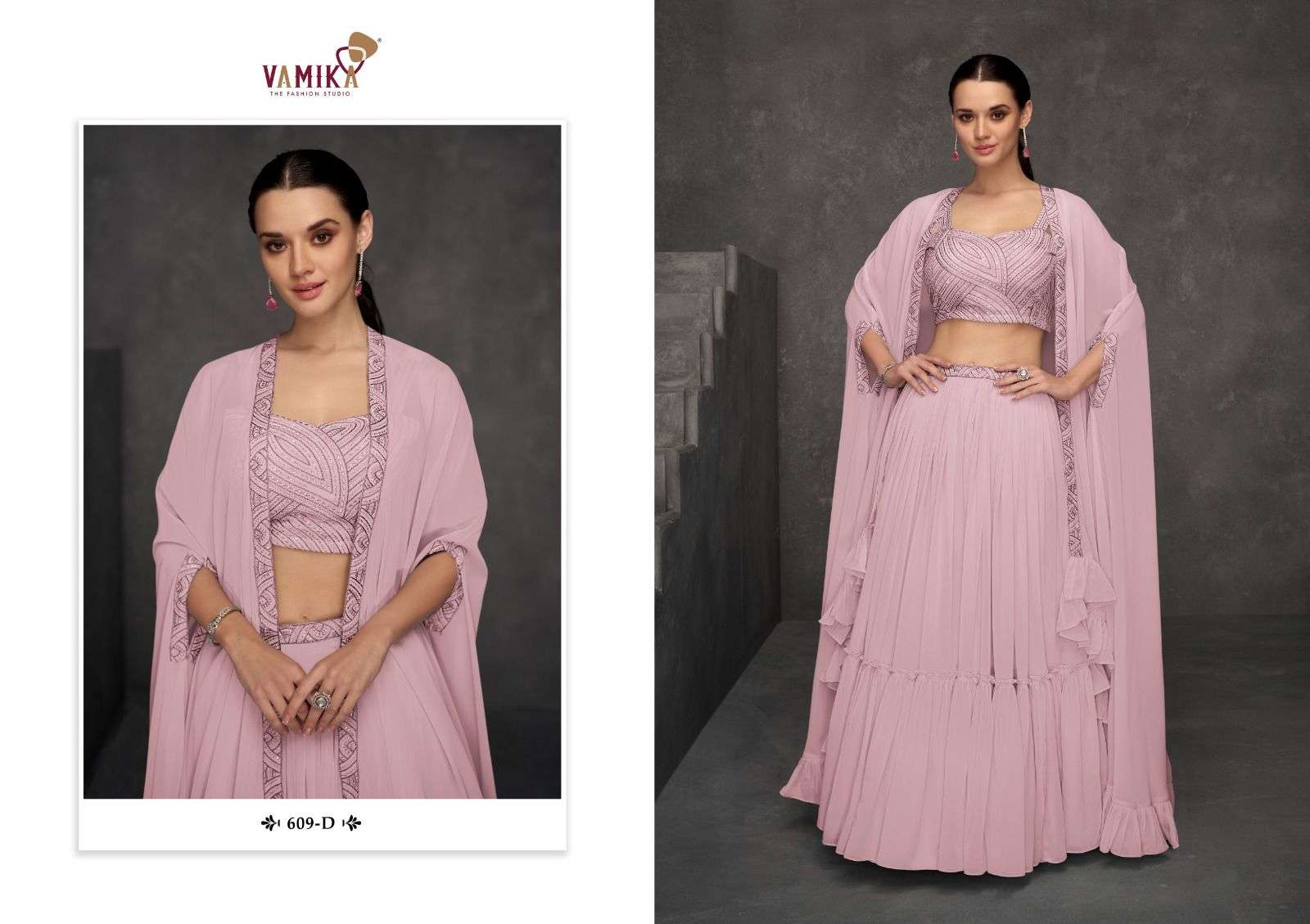 CELEBRITY VOL-4 BY VAMIKA WEDDING WEAR STYLISH LOOK CROP TOP LEHENGA WITH SHRUG 