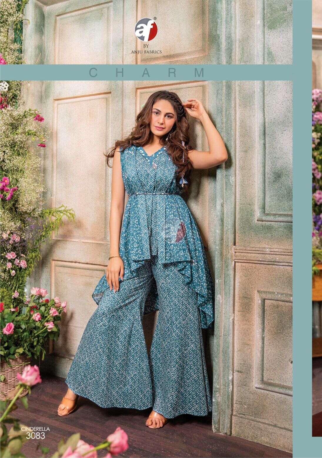 CINDRELLA VOL-3 BY ANJU FABRICS MAL COTTON WITH DIGITAL PRINT HANDWORK KURTI PANT WITH SHARARA 