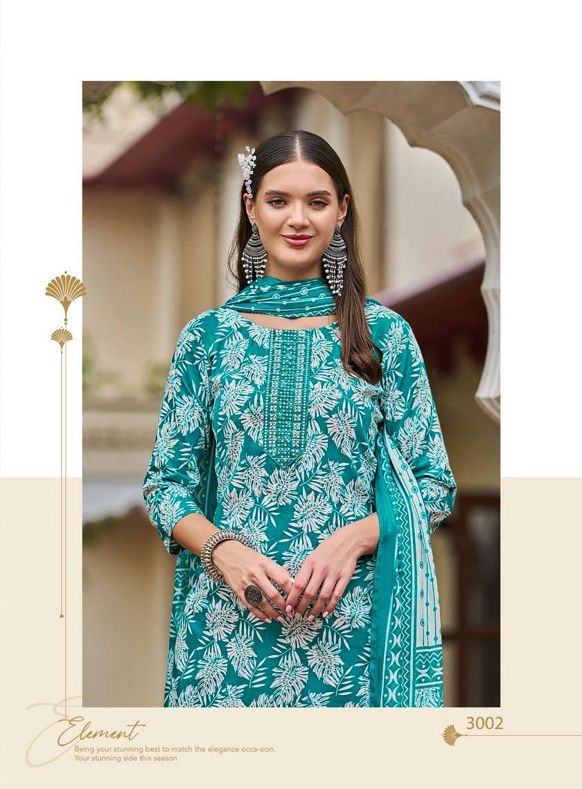 COTTON FAB VOL-3 BY RADHIKA LIFESTYLE PURE COTTON PRINT EMBROIDERY WORK KURTI PANT WITH MUL DUPATTA 