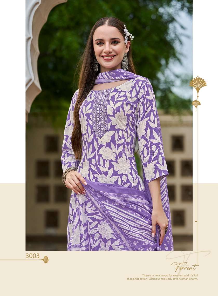 COTTON FAB VOL-3 BY RADHIKA LIFESTYLE PURE COTTON PRINT EMBROIDERY WORK KURTI PANT WITH MUL DUPATTA 