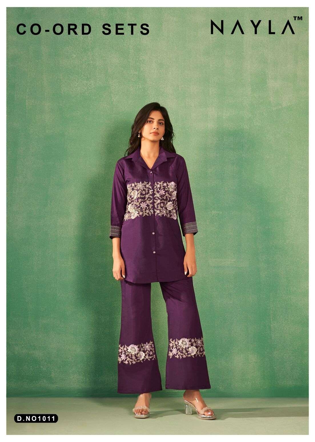 DESIGN NO-1011 BY NAYLA VISCOSE SILK WORK TRENDY FASHIONABLE CO-ORD SETS 