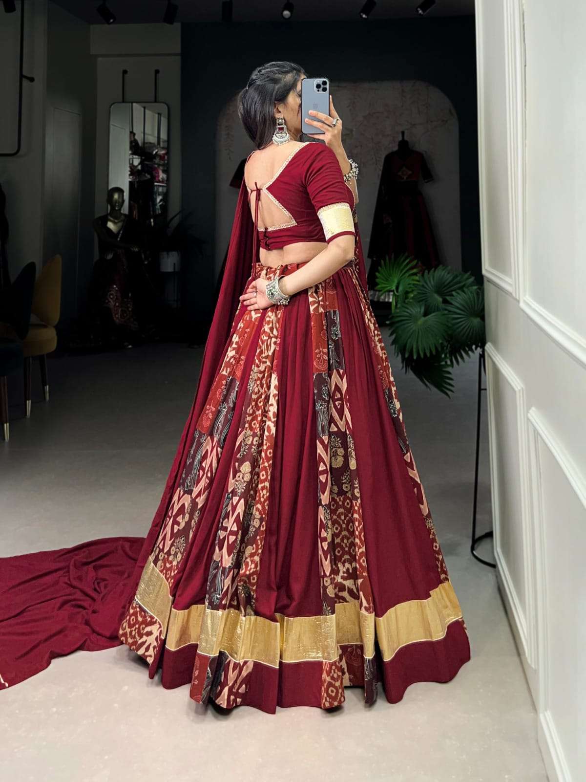 DESIGN NO- 1713 BY TEXOFAB RAYON WITH TUSSAR SILK LEHENGA WORK BLOUSE WITH GOTA PATTI DUPATTA 