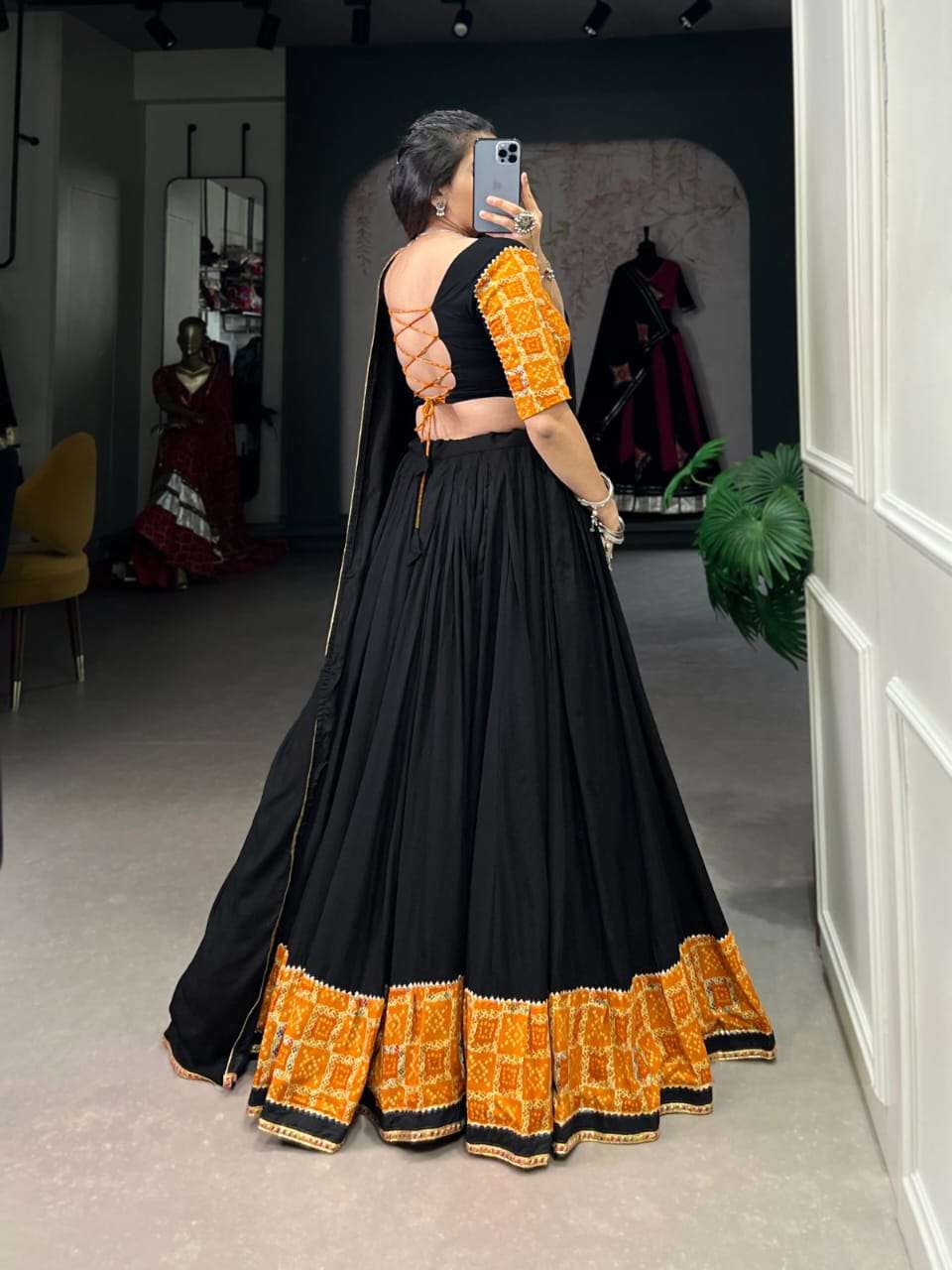 DESIGN NO-1724 BY TEXOFAB PURE RAYON PLAIN WITH GOTA PATTI TOUCH UP LEHENGA BLOUSE WITH DUPATTA 