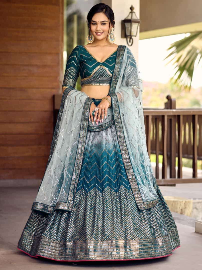 DESIGN NO-5057 BY TEXOFAB DESIGNER HEAVY SEQUENCE WORK LEHENGA BLOUSE WITH DUPATTA