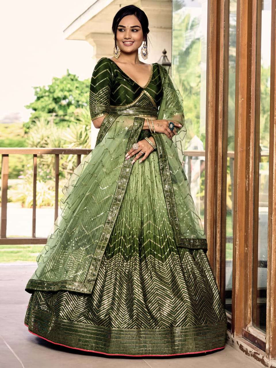 DESIGN NO-5057 BY TEXOFAB DESIGNER HEAVY SEQUENCE WORK LEHENGA BLOUSE WITH DUPATTA