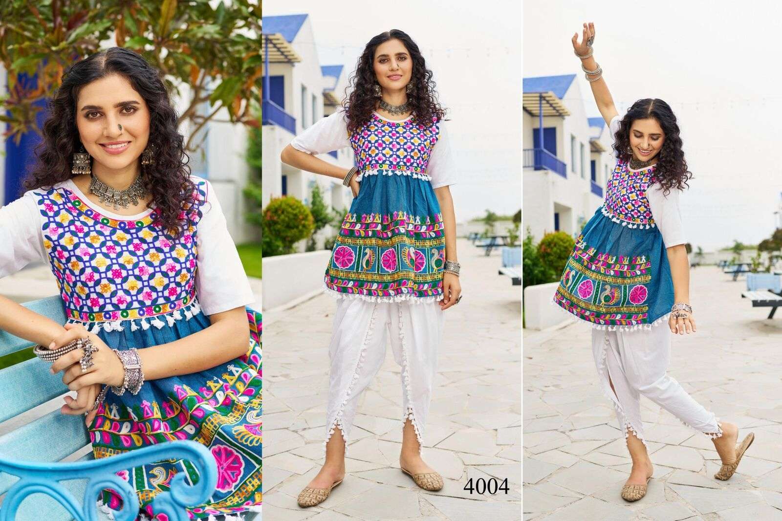 DHOLIDAA VOL-4 BY TEXOFAB PURE KHADI COTTON BEAUTIFUL EMBROIDERY KEDIYA TOP BOTTOM 